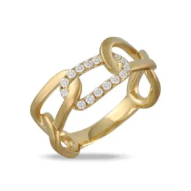 18K YELLOW GOLD DIAMOND LINK BAND WITH SATIN FINISH