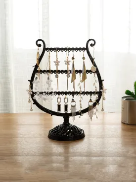 1pc Glass Shaped Jewelry Storage Rack, Black Jewelry Organizer For Home