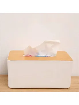 1pc Solid Color Tissue Storage Box, Simple Multi-purpose Tissue Box For Home