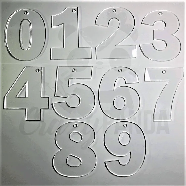 Acrylic Blank Clear Individual Numbers (60-100mm) ~ 1.5mm