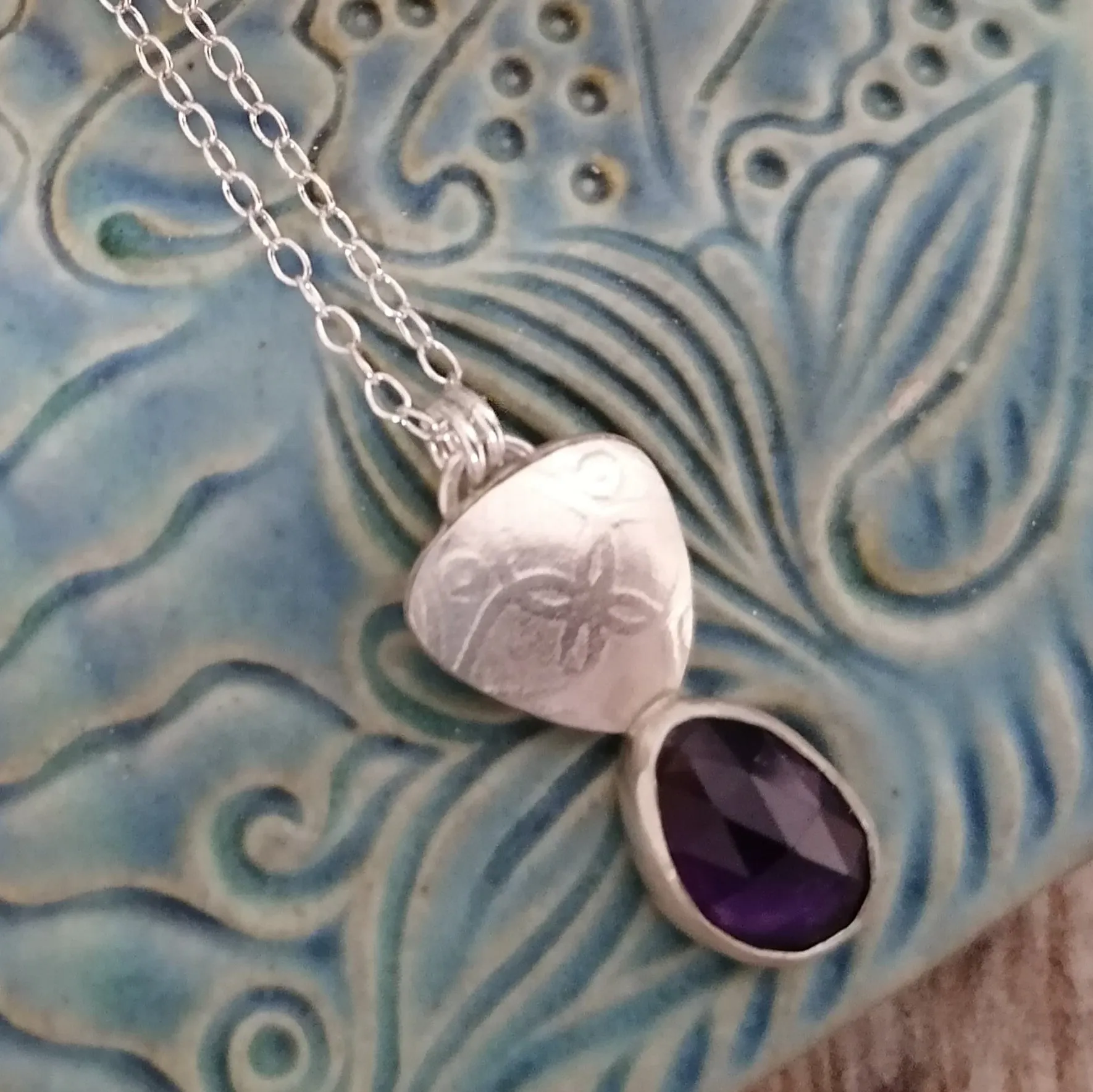 Amethyst Triangle Drop Pendant