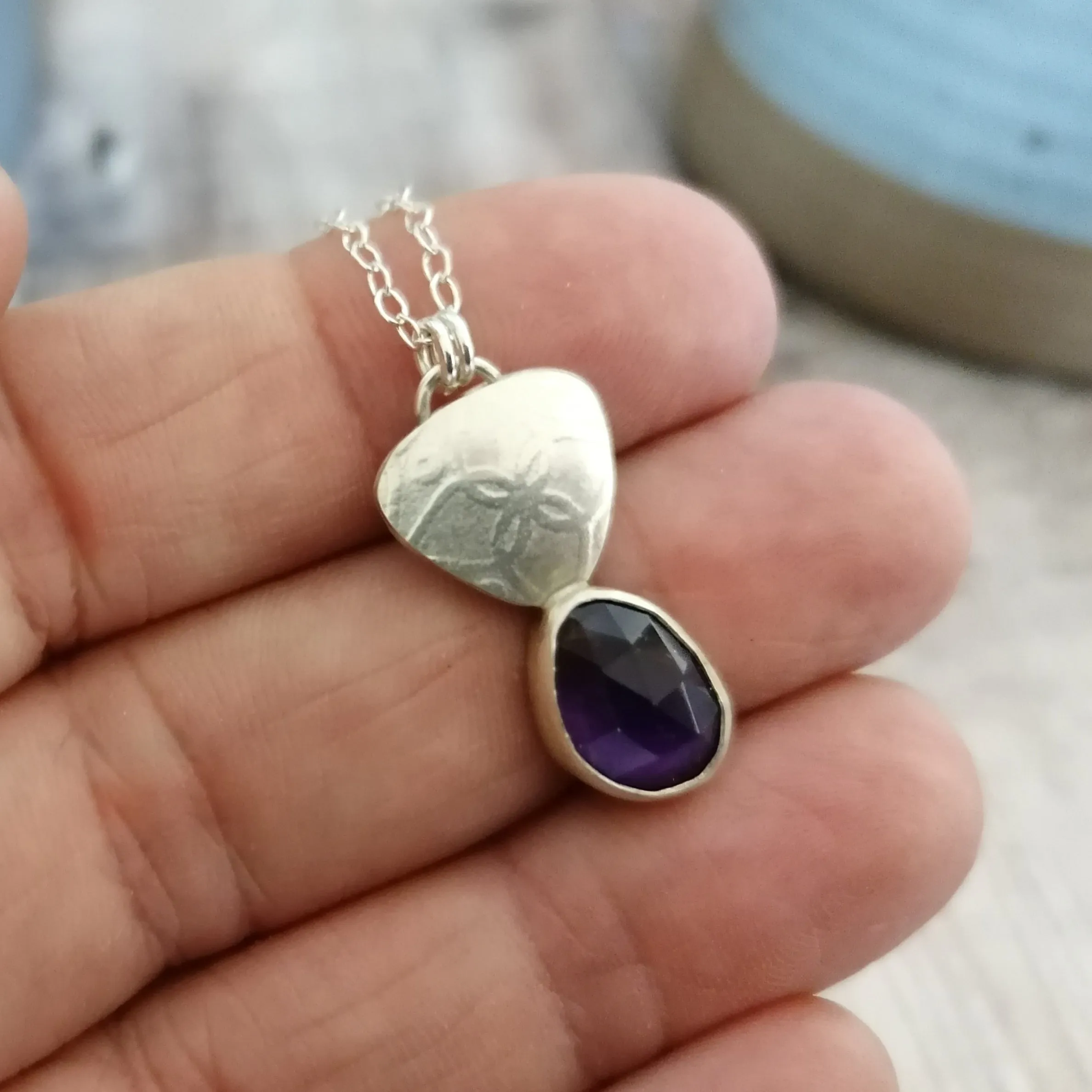 Amethyst Triangle Drop Pendant