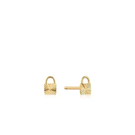 Ania Haie 14kt Gold Padlock Stud Earrings