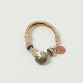 Chamula Horsehair Concho Bracelet - White/Yellow/Light Indigo