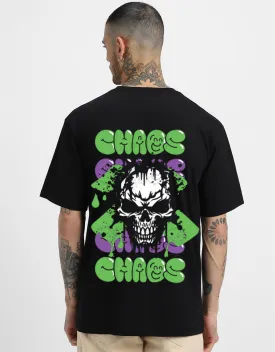 CHAOS Oversized Black Graphic Back Printed Tshirt