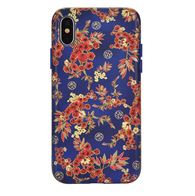 Cherry Blossom Floral Chrome iPhone Case