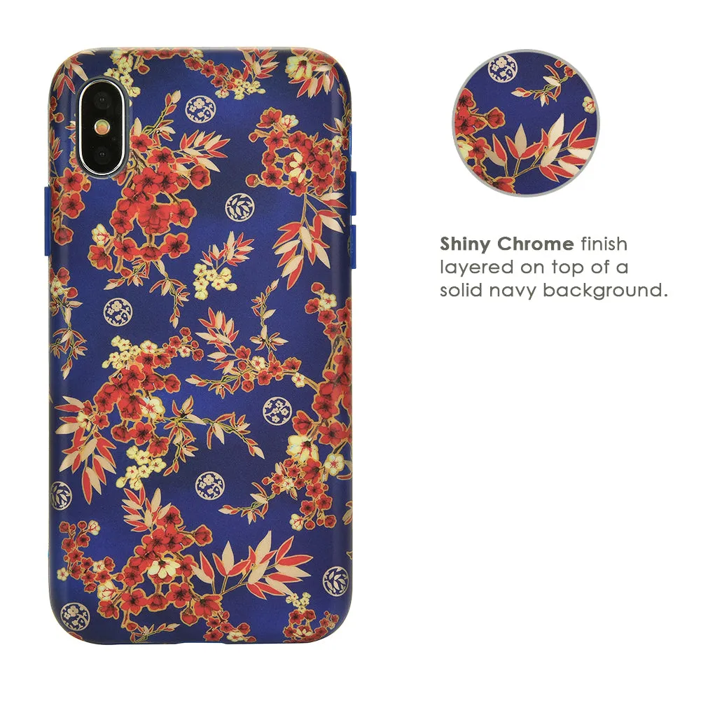 Cherry Blossom Floral Chrome iPhone Case