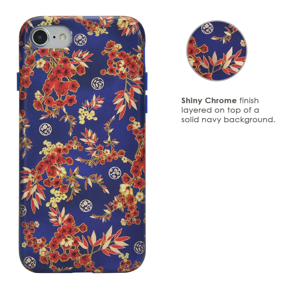 Cherry Blossom Floral Chrome iPhone Case