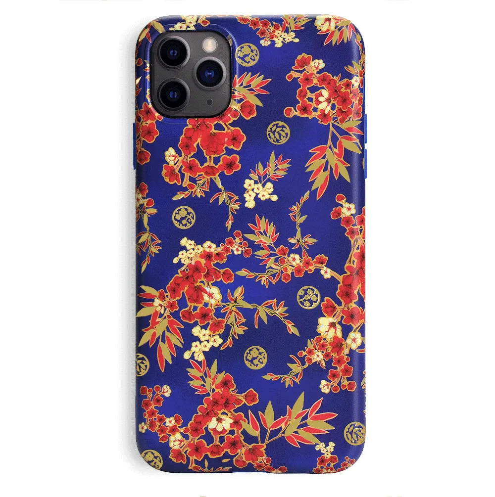 Cherry Blossom Floral Chrome iPhone Case