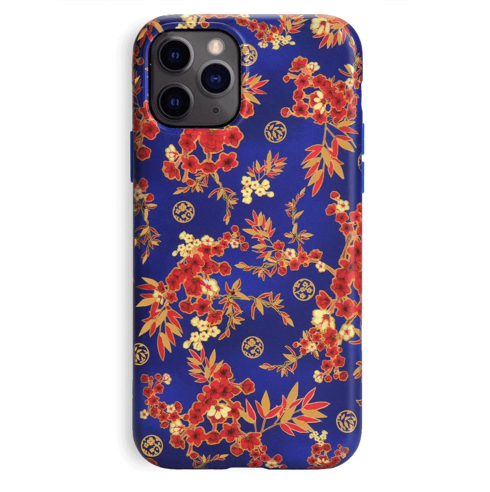 Cherry Blossom Floral Chrome iPhone Case