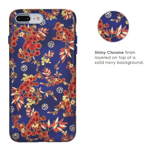 Cherry Blossom Floral Chrome iPhone Case