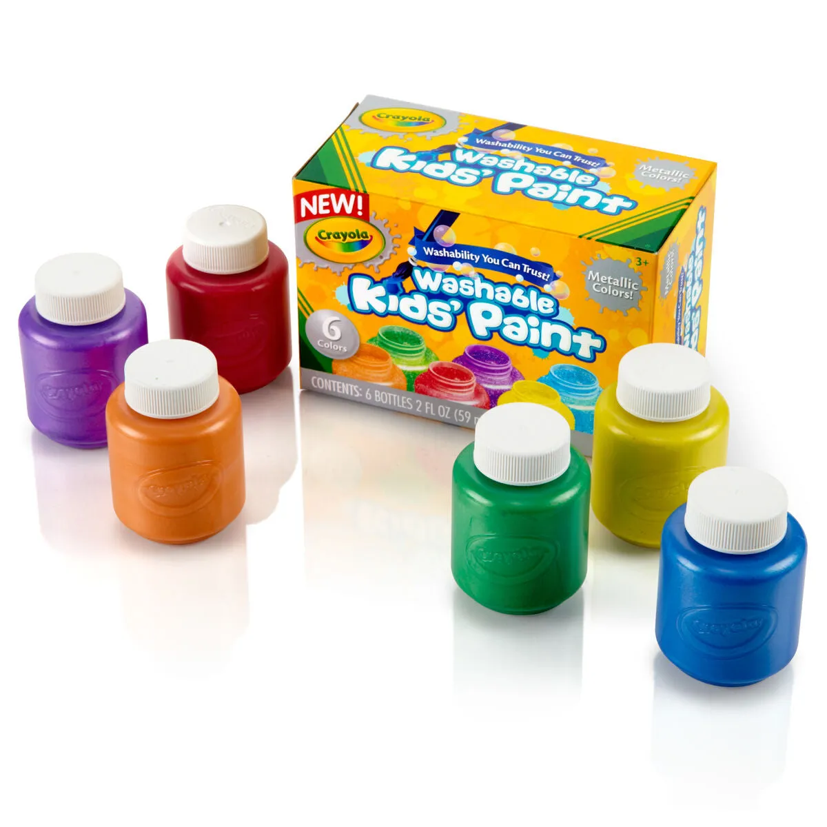 Crayola Washable Kids' Metallic Coloured Paint (6 Pack)