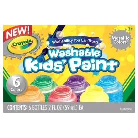 Crayola Washable Kids' Metallic Coloured Paint (6 Pack)