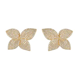 Gold Plated Cubic Zirconia Small Floral Stud Earrings