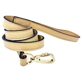 Italian Vanilla Leather Dog Leash in Gold