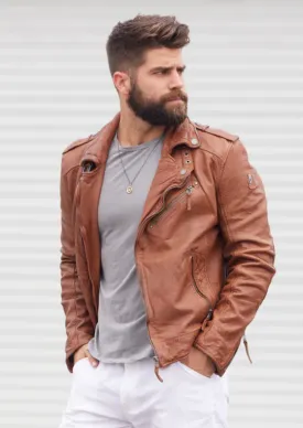 Malic COGNAC LEATHER JACKET