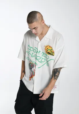 Mens Rose-Rider Camp Shirt - White