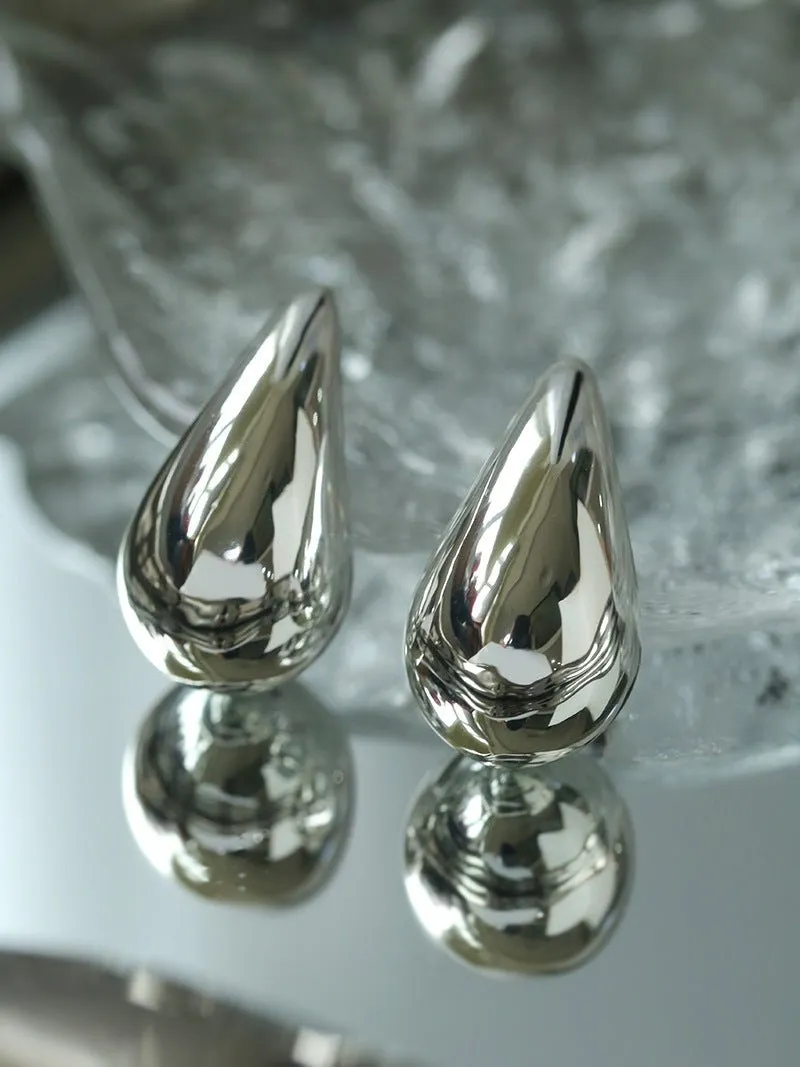 Metallic Modern Water Drop Glossy Earrings