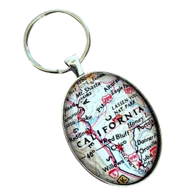 Oval Map Keychain