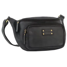 Pierre Cardin Black Leather Slim Line Sling Bag PC3455