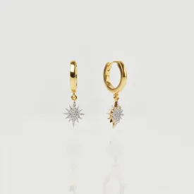 Starburst Drop Hoops In Gold Vermeil