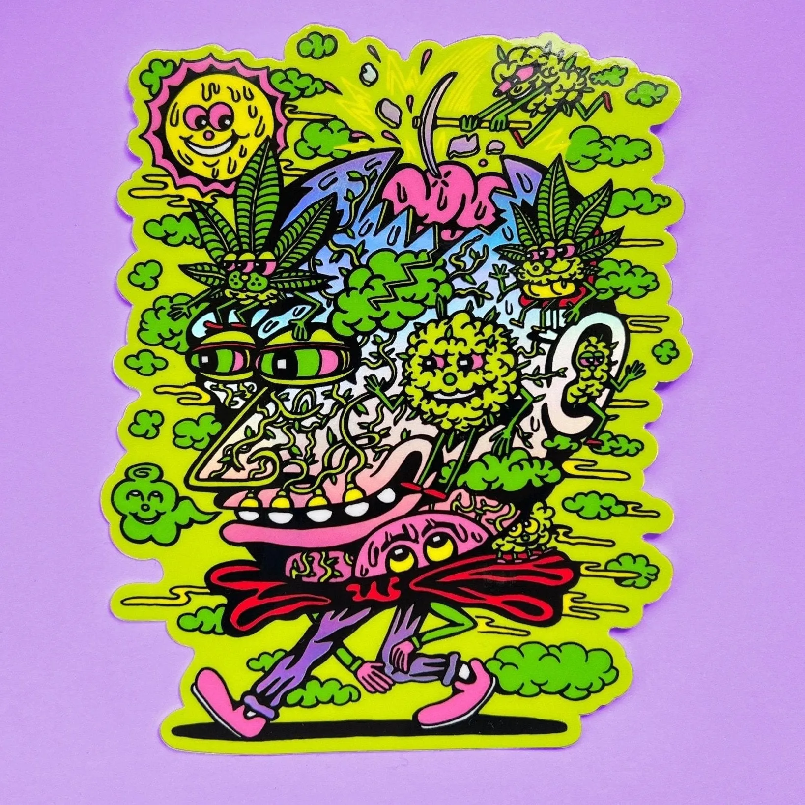 Weed Head XL holographic Sticker